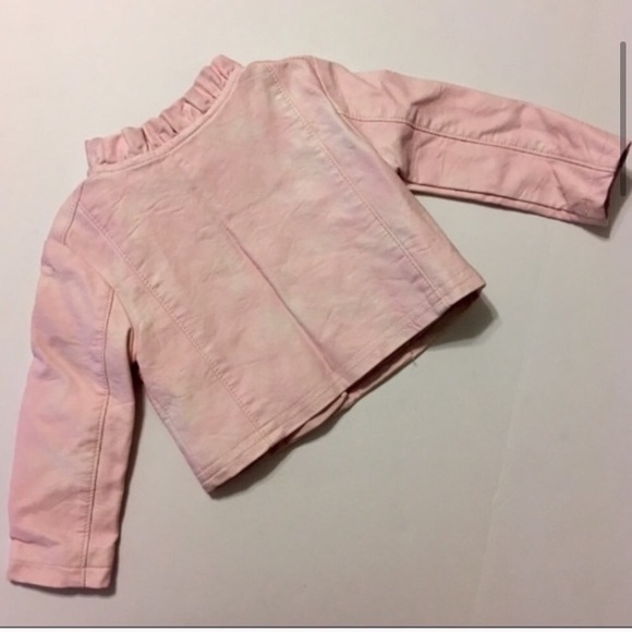 OshKosh Ruffle Moto Jacket Baby Pink Vegan Leather - Picture 4 of 8